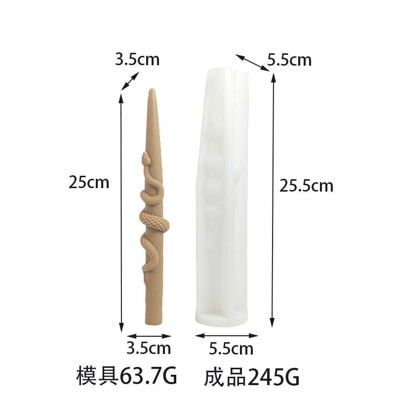 DIY Snake shaped Rose Long Rod Cylindrical Candle Mold Handmade New Pattern Relief Cement Gypsum Mold Used for Home Decoration