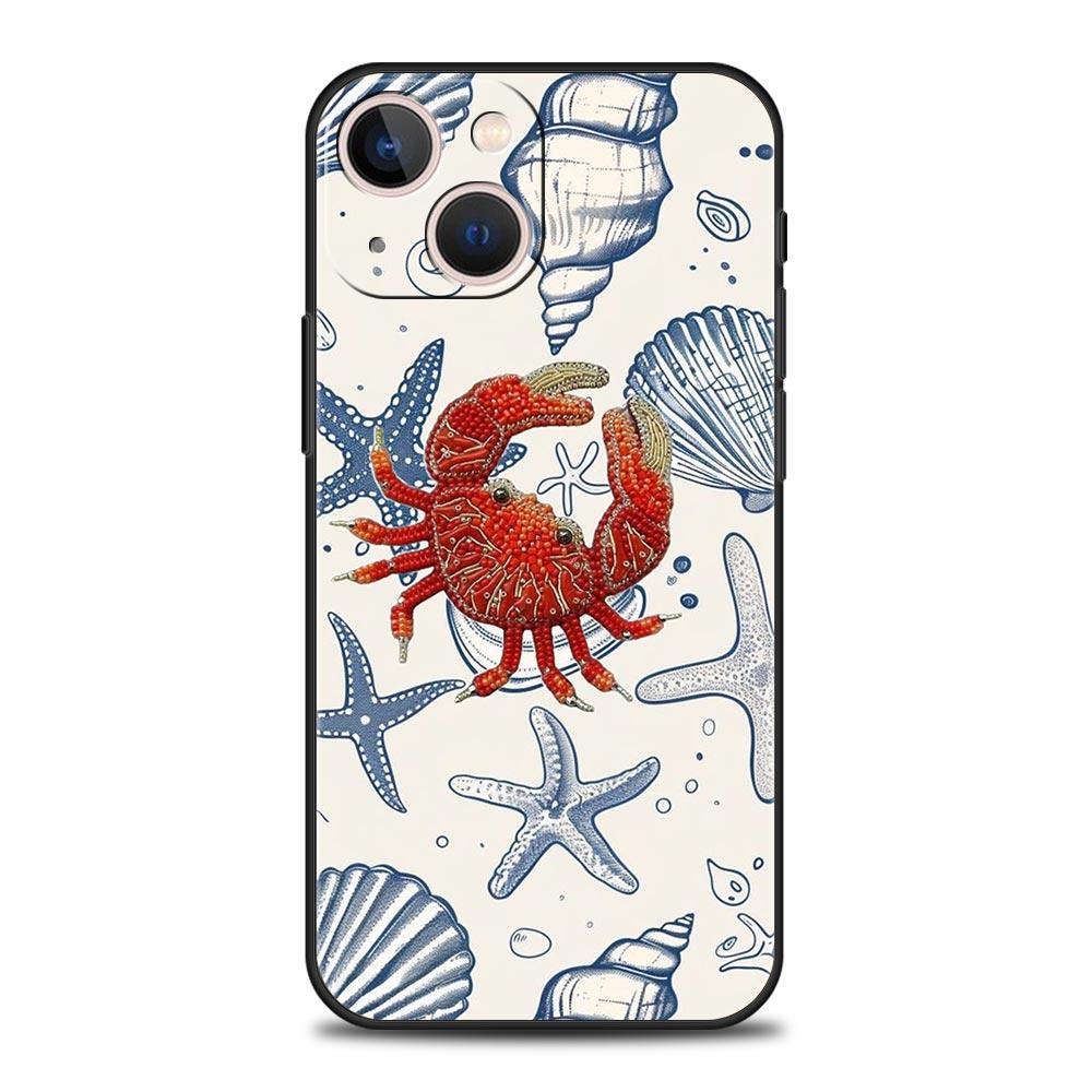 

Чехол для телефона для iPhone 17 Pro Max 16 15 14 13 12 11 Pro Max Plus 17AIR Ударопрочный Мягкий ТПУ Сумка Морская Жизнь, Крабы, Омары iPhone 17 Air
