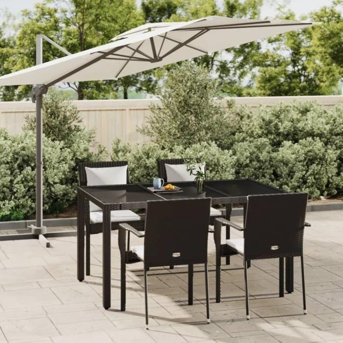 VidaXL Garden Dining Furniture and Cushions 5pcs Black Wicker 3184977