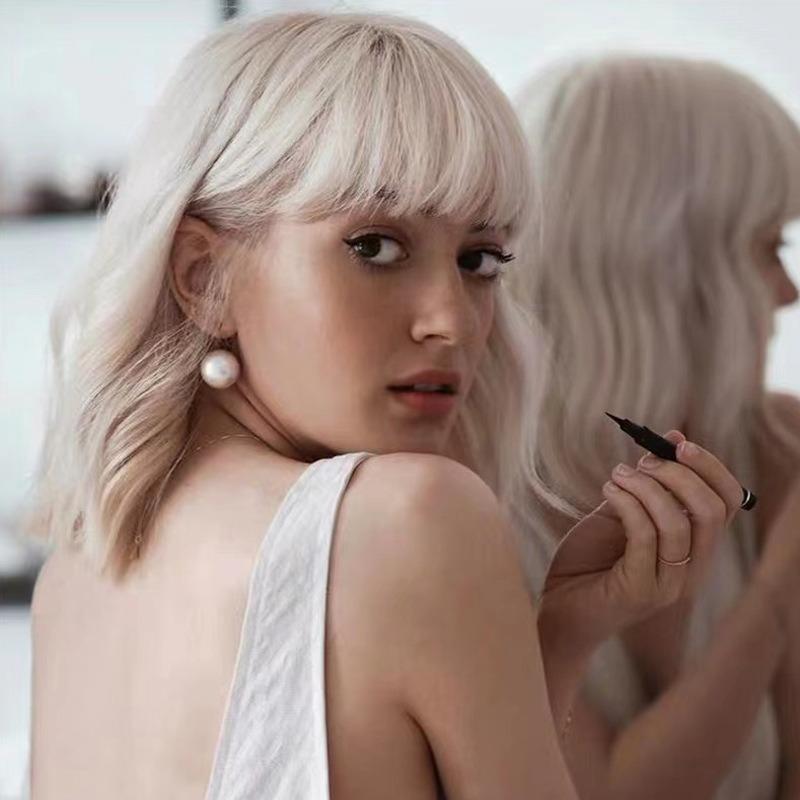 14K real gold electroplated round resin pearl ear buckle simple retro versatile earrings niche high-end earrings women