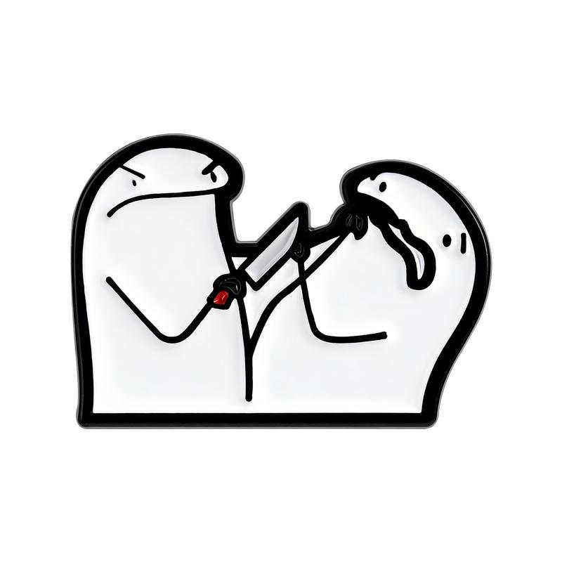 Flork Meme Verspielter Kampf Emaille-Anstecker Minimalistische Wut Wütende Anstecknadeln Revers Rucksack Abzeichen Schmuck Zubehör Geschenke Für Freunde