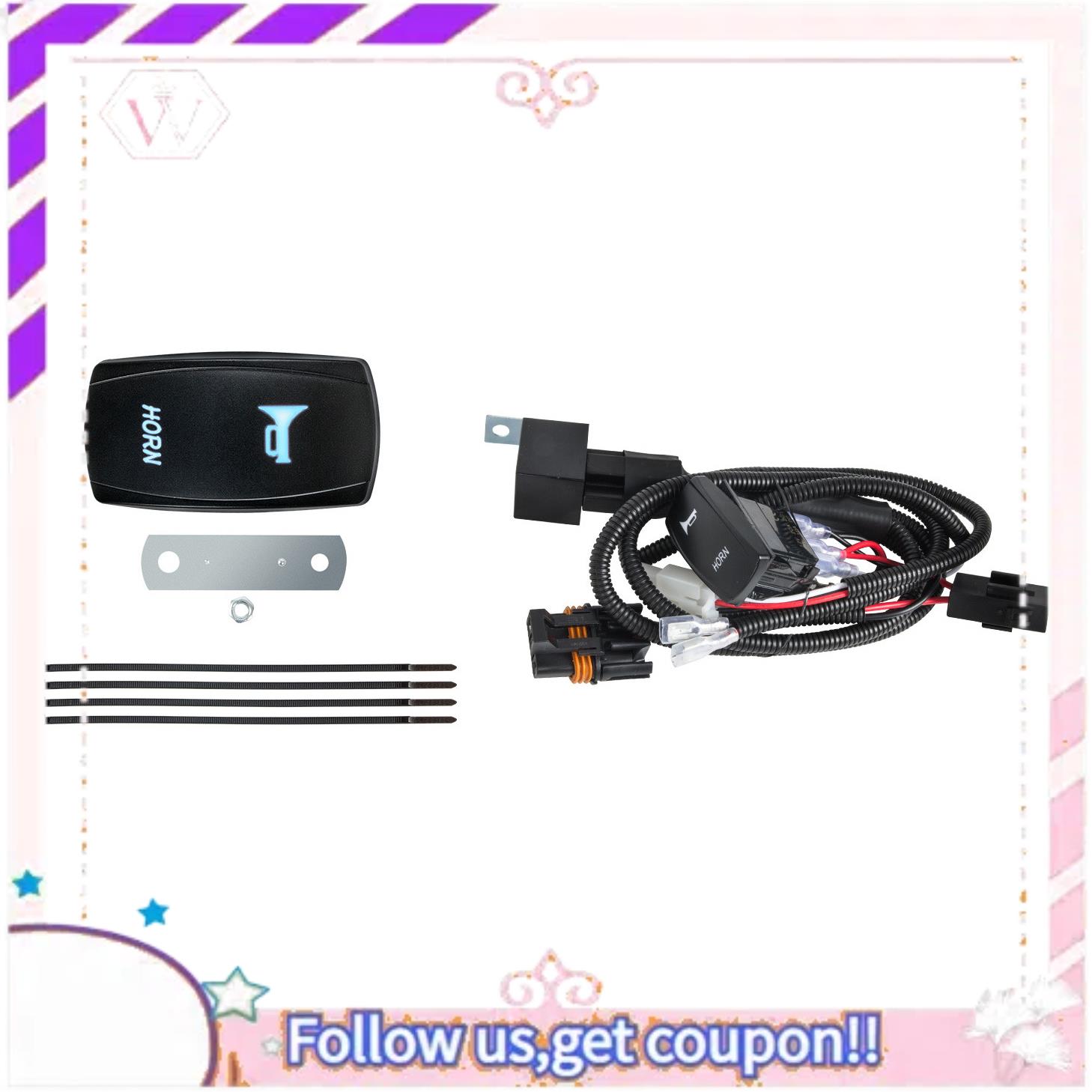 

A76T-UTV ATV Universal 12V Horn Kit W/ Rocker Switch For Polaris RZR 800 XP Ranger Can-Am Maverick X3 Arctic Cat For CF Moto Blackred