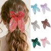Girls Hair Pin Shiny Sequins Lightweight Breathable Fabric Hair Clip Bow Hair Accessories Party Photo Prop