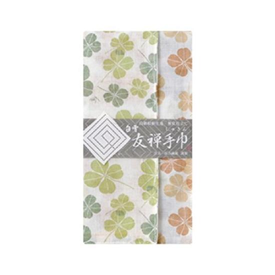 Shirayuki Shirayuki Yuzen Hand Leaf Dishcloth, Towel, Clover, Persimmon/Young
