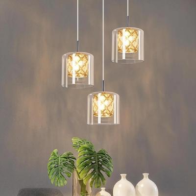 Hanging Lamp Pendant Lampshade Crystal NETTLIFE 3 Lights 120cm Glass Metal