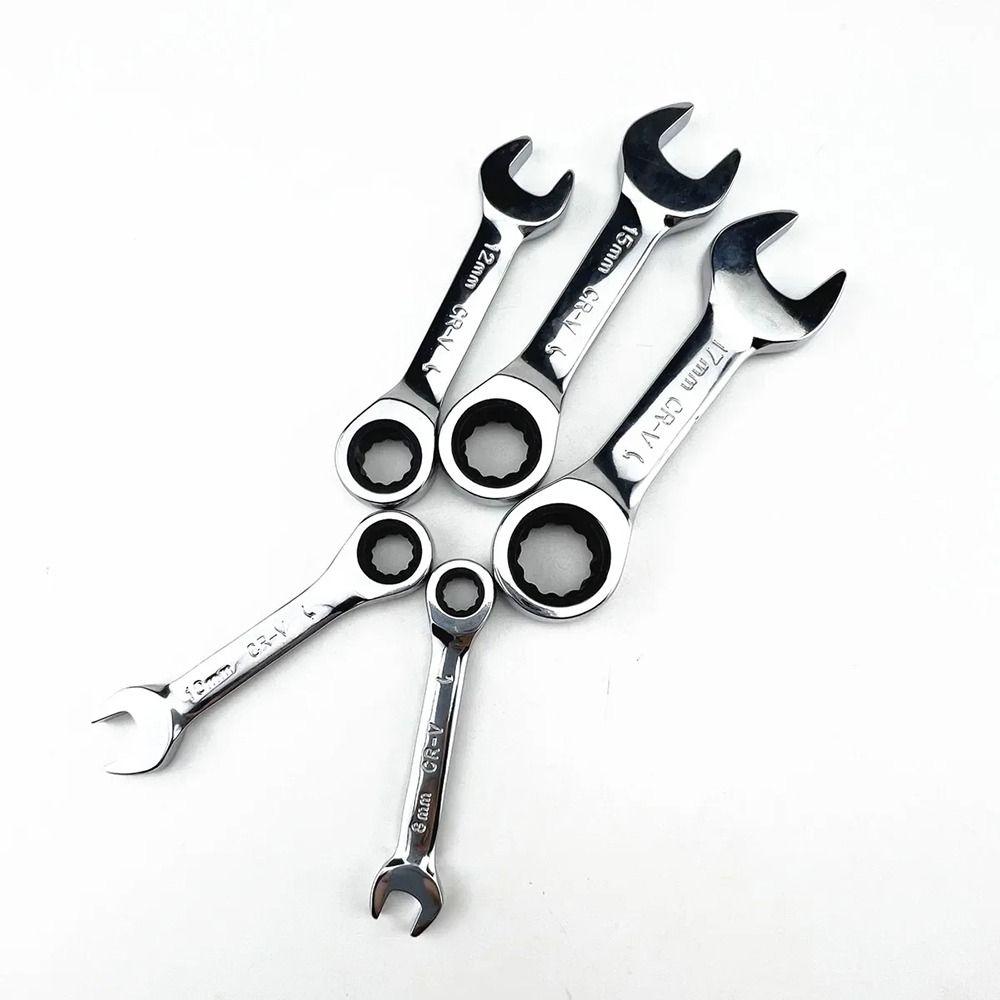 1Pcs Reversible Combination Ratchet Socket Spanner 6-19mm Nut Repair Tool New Stubby Single Wrench