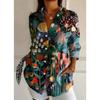Plus Size Women Long Sleeve Button Shirt Solid Floral Casual Comfort Blouse