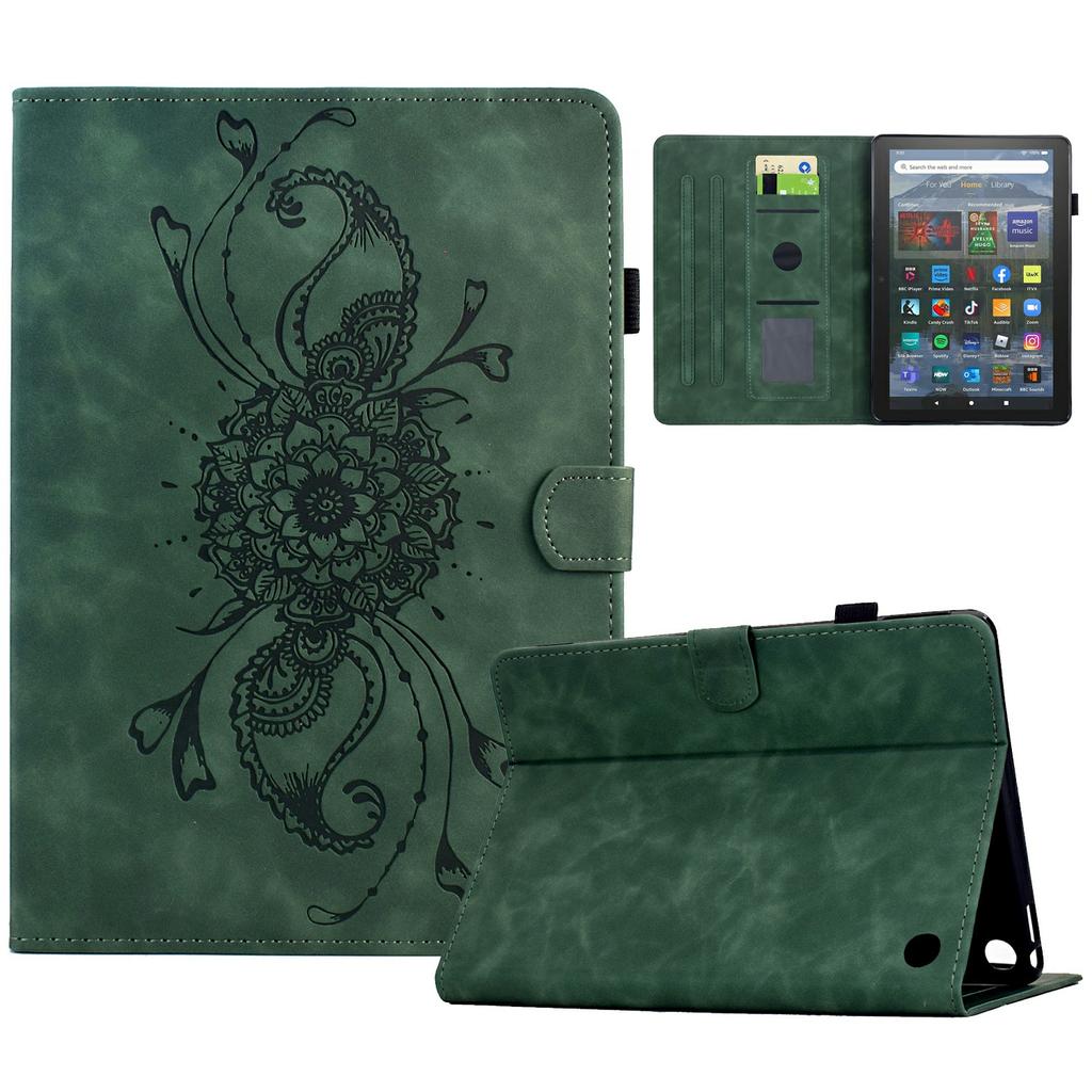 For Amazon Fire HD 8 (2022)/(2020) Case Mandala Imprinted Leather Tablet Cover with Card Slots