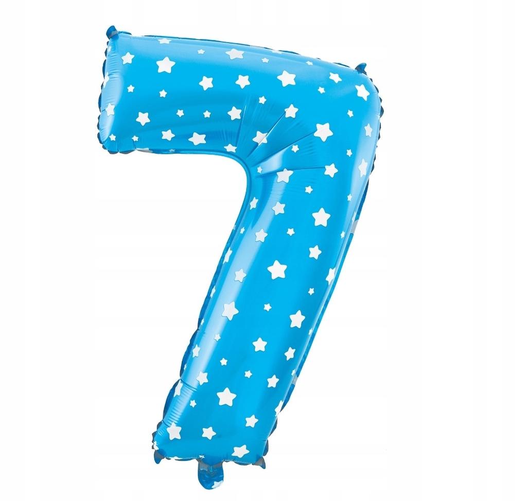 Balon Foliowy Cyfra Siedem 7, Błękitny, 40 Cm