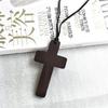 Vintage Wooden for Cross Pendant Brown/Black Rope Necklace Adjustable for Men Wo