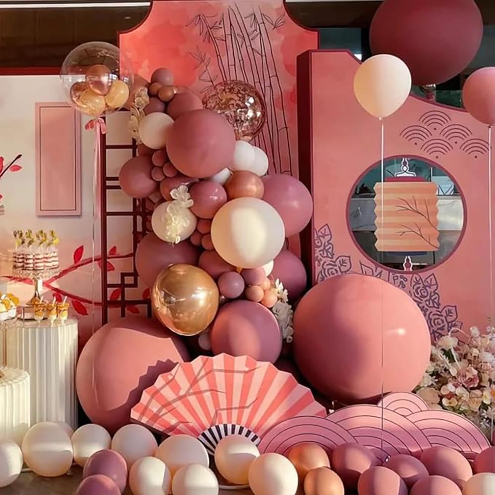 Retro Pink Balloons Garland Arch Kit New Year 2025 Decor Globos Kids Birthday Party Baby Shower Gender Reveal Decoration Balloon
