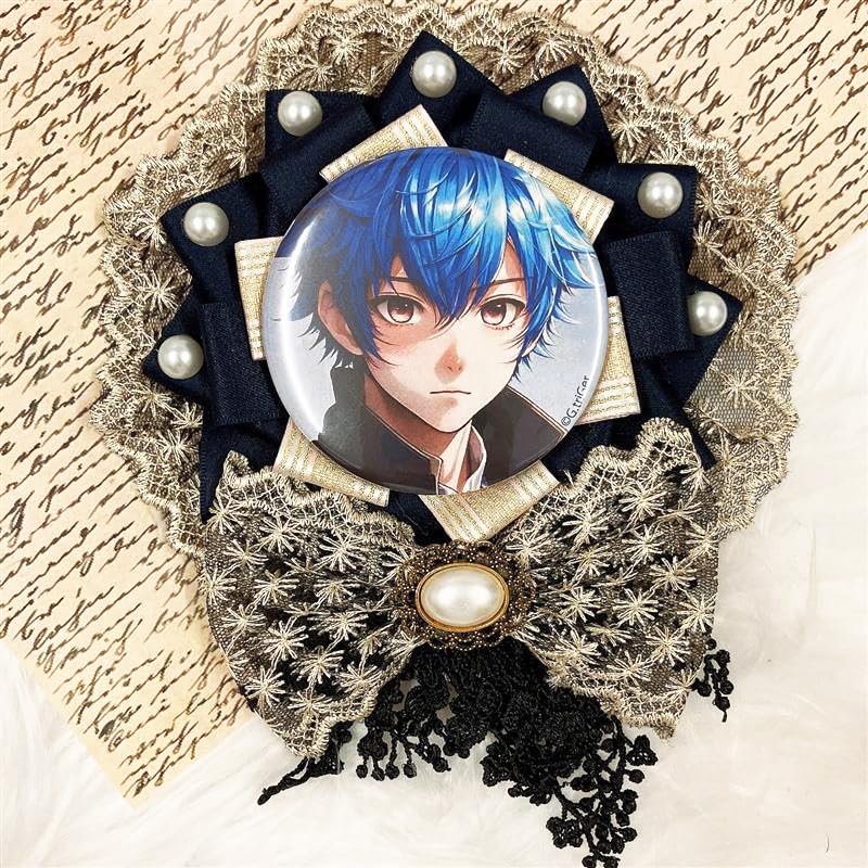 Lace Ribbon Oshikatsu Magnet Otakukatsu 57mm 75mm Rosette/Navy [Used]
