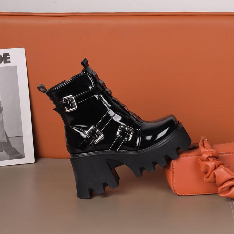 Women's High-heeled Short Boots Autumn and Winter New Waterproof Table Thick-heeled Large-size Thick-soled Roman Boots