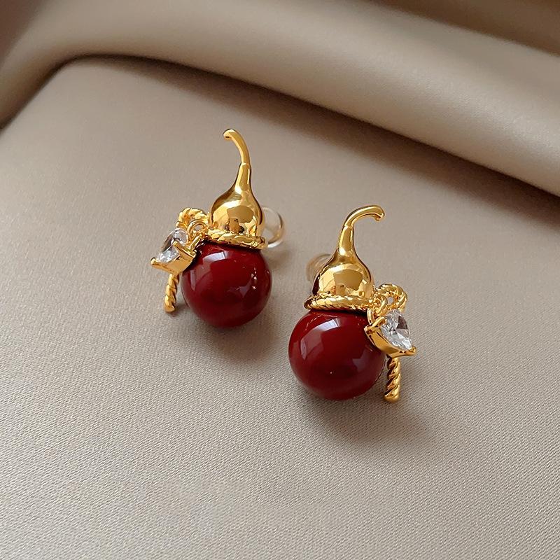 18k циркониевые серьги-гвоздики в форме тыквы новые китайские нишевые ретро серьги серьги