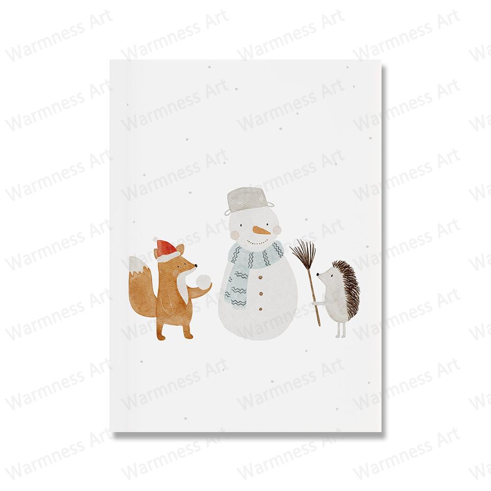 Funny Animals Bear Deer Goose Car Posters Christmas Tree Prints Wall Art Canvas Snowman Pictures for Baby Kids Room Home Decor