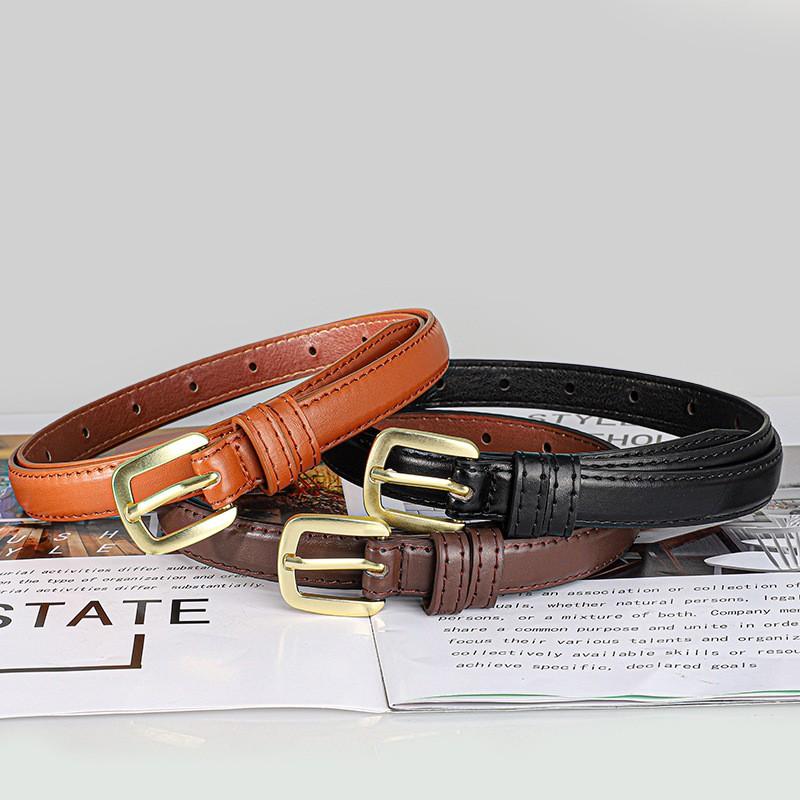 New women's pin buckle belt, fashionable, versatile, simple decoration, trendy, pure color, thin waistband, suitable for jeans