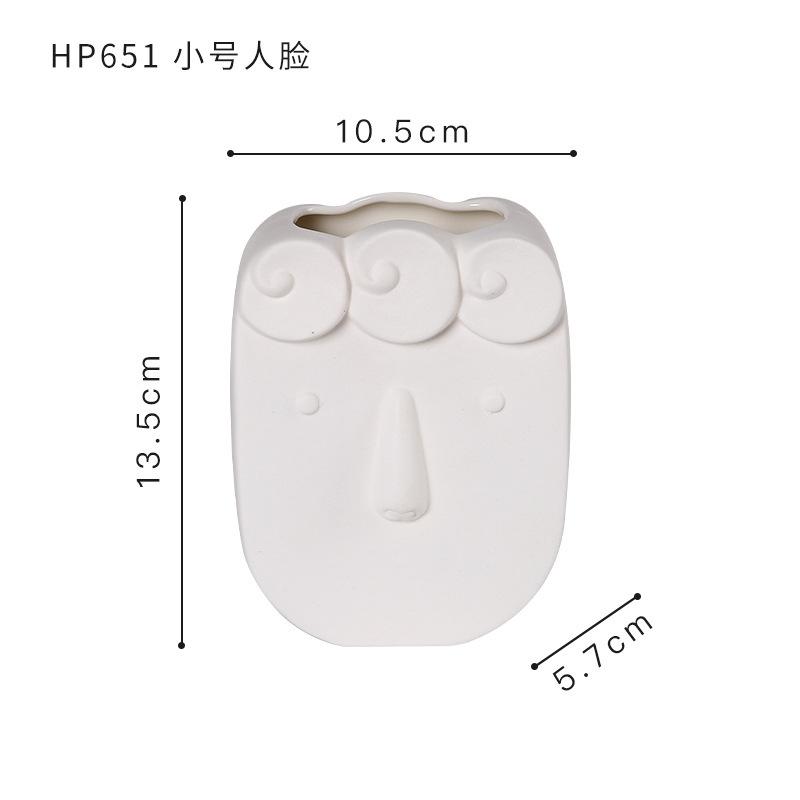 

Nordic White Ceramic Vase Cute Face Decor for Living Room Desk Study Dried Flower Holder