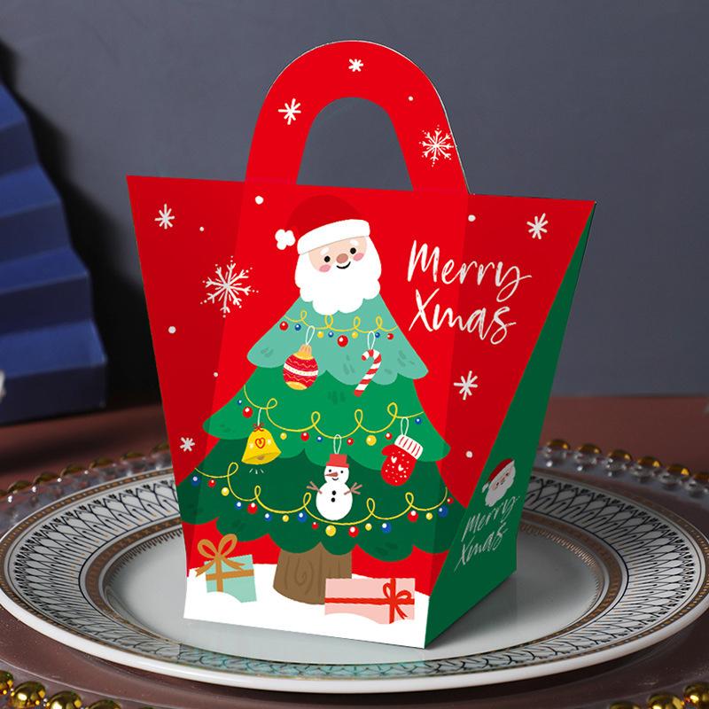 6pcs Christmas Party Portable Candy Snack Cookie Gift Box Children's Creative Portable Candy Box New Gift Packaging Paper Box
