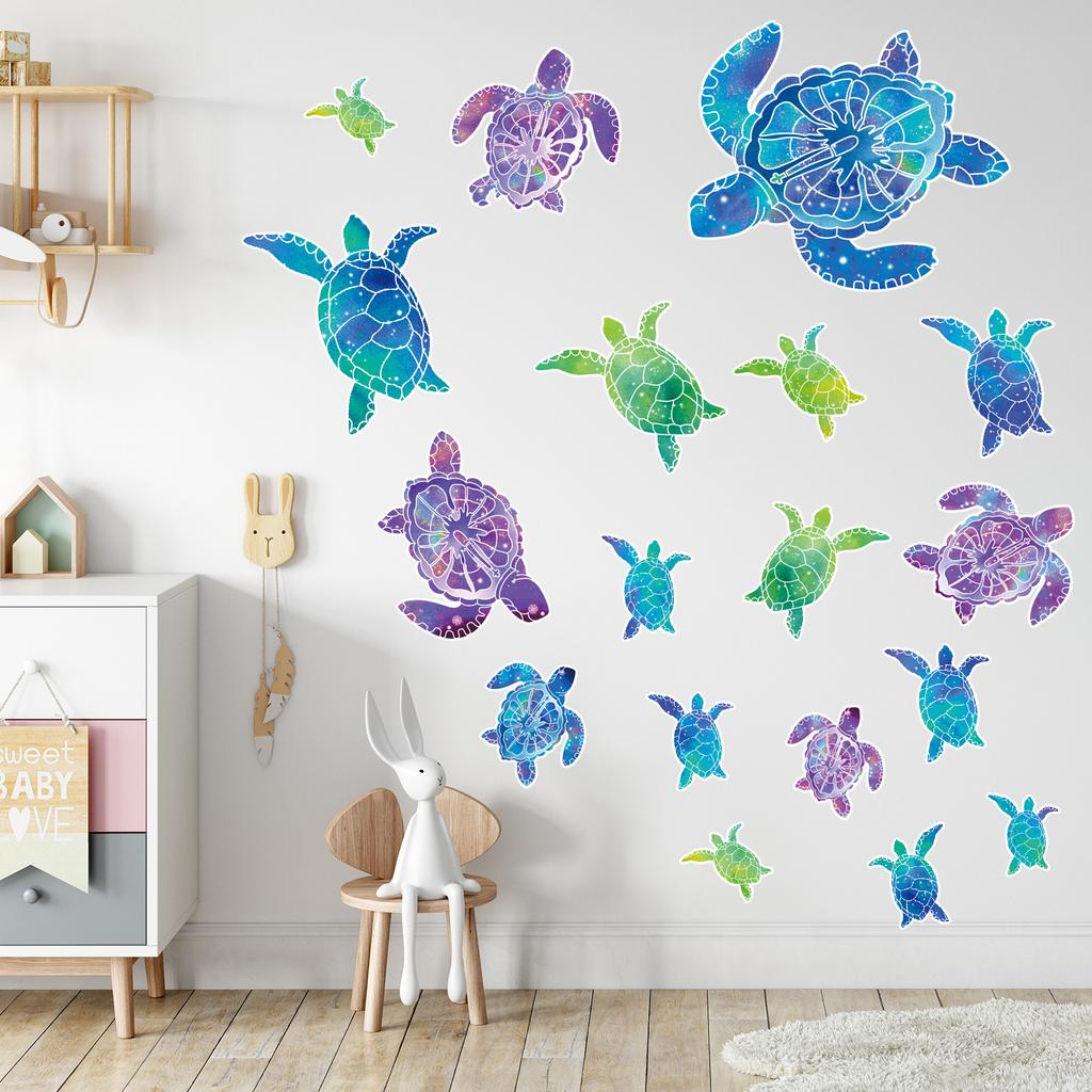 Bathroom Sea Turtle Wall Stickers PVC Waterproof Decals for Home Office Kindergarten Toilet Decoration Essential