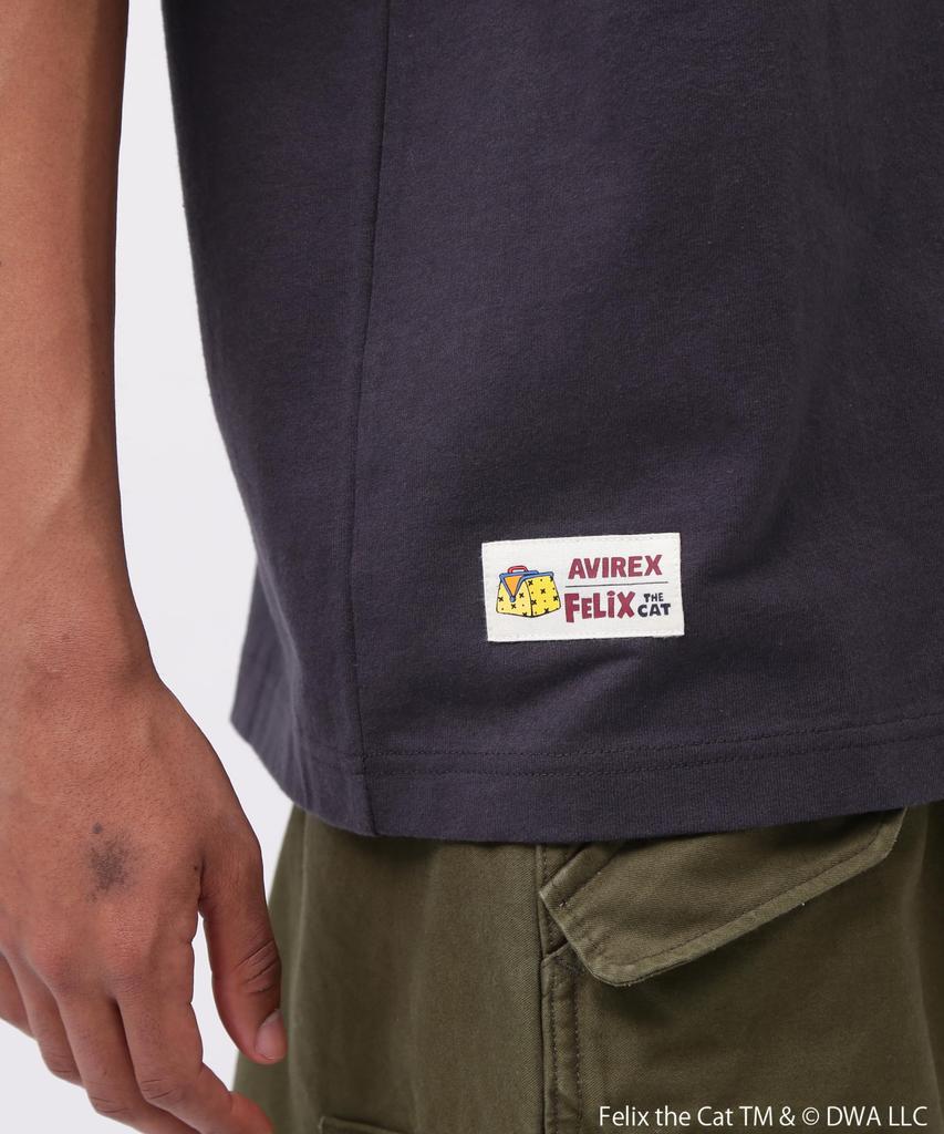 AVIREX FELIX COMICS Short Sleeve Size T-SHIRT, Felix, Men's T-Shirt, 2XL, 410, Charcoal, 783-5134036