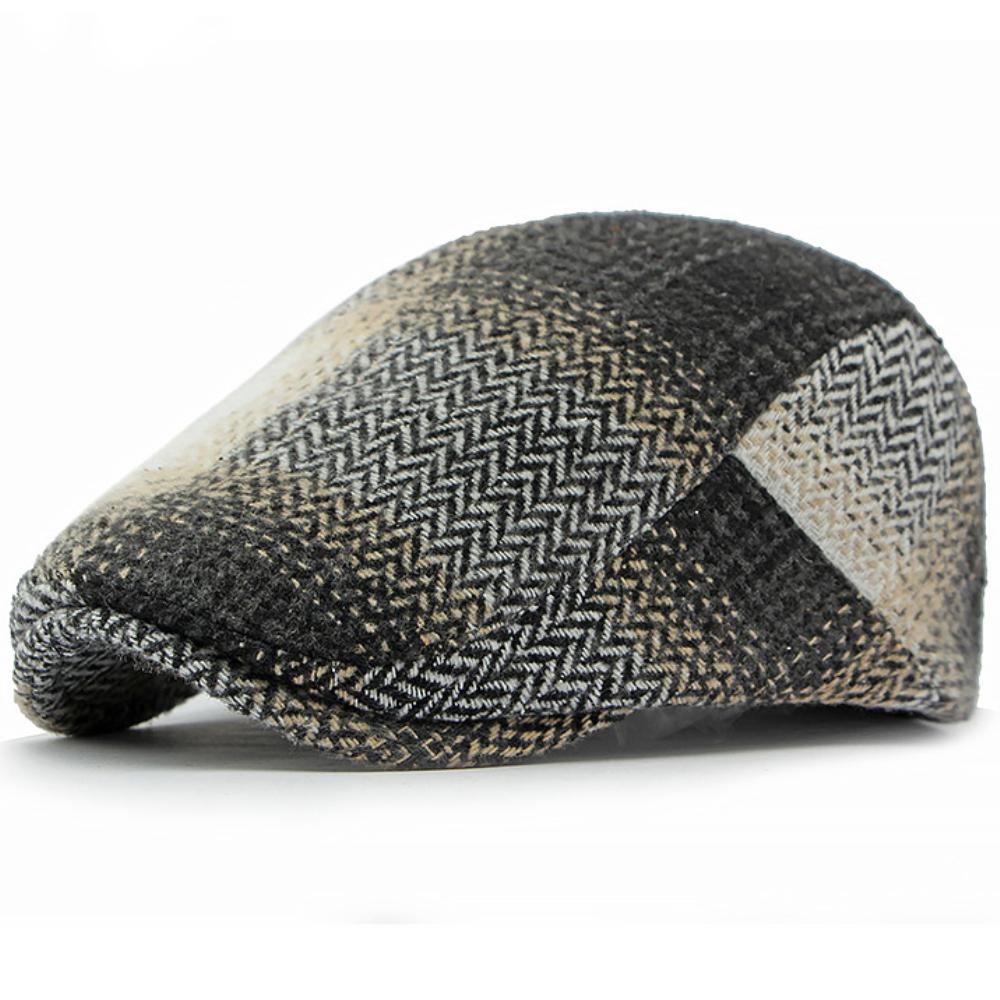 HT4903 Beret Cap New Autumn Winter Wool Beret Hat Women Plaid Artist Painter Hat Male Female Ivy Flat Cap Adjustable Mens Berets