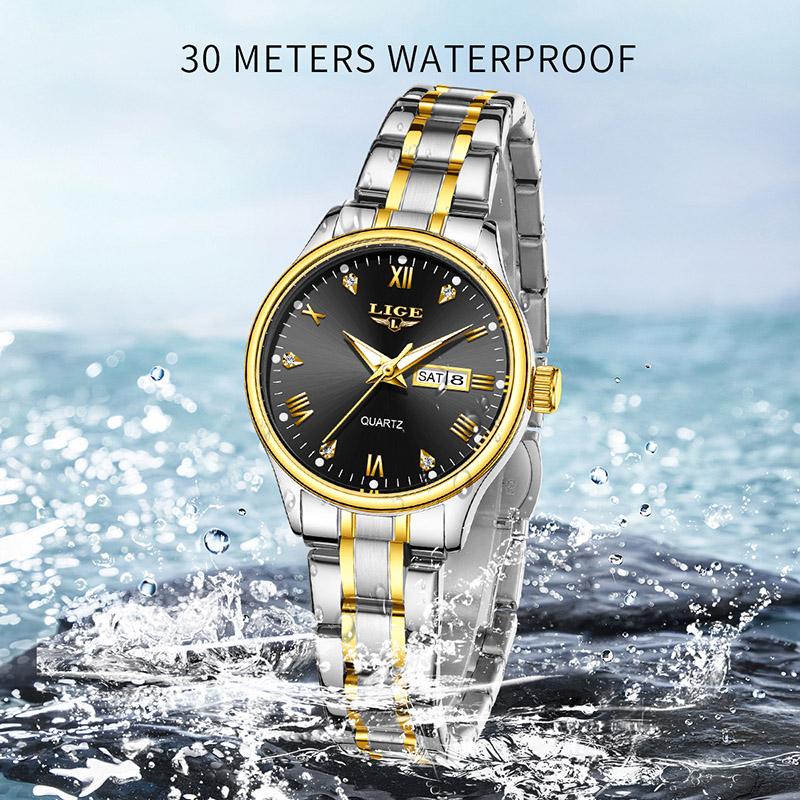 LIGE Watch for Women Luxury Waterproof Luminous Date Vintage Women's Quartz Wrist Watch Casual Fashion Reloj De mujer+BOX