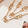 Qiong Yao 18K Gold-Plated Rhinestone Round Ring Bracelet Necklace - Stylish Handmade Stainless Steel Jewelry