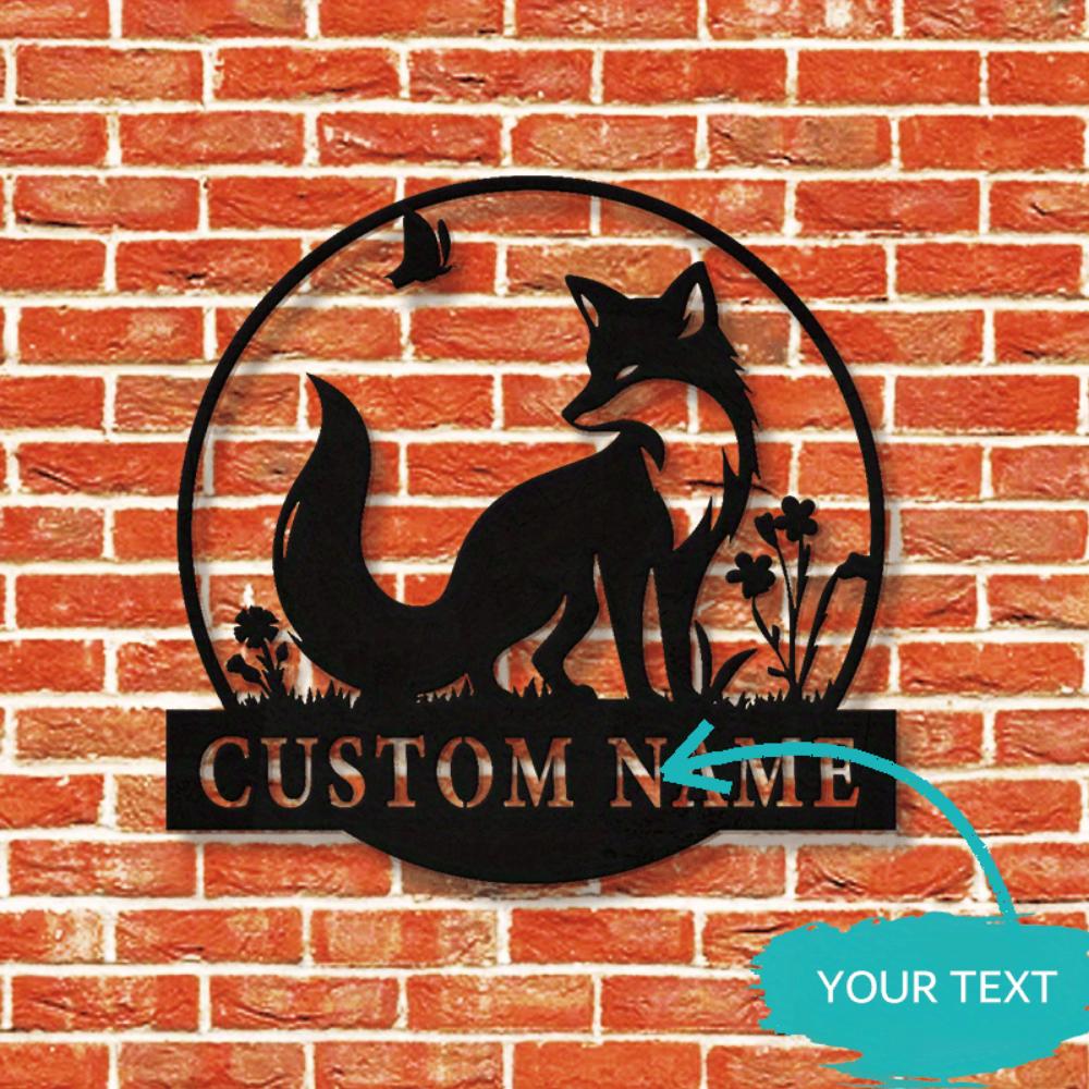 Metal Fox Wall Art Personalized Name Sign Home Decor Easy Hanging