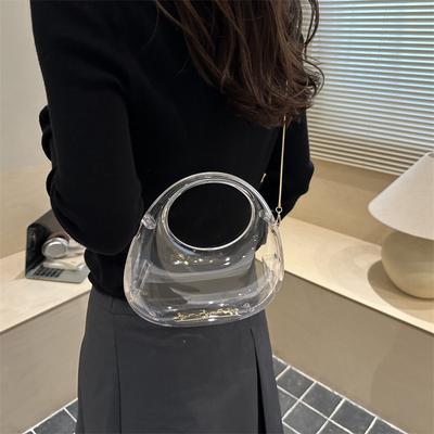 Acrylic Fashion Dinner Shoulder Crossbody Bag Women's 2026 Summer New Transparent Crescent Hand Bag Small Chain Messenger Bag
