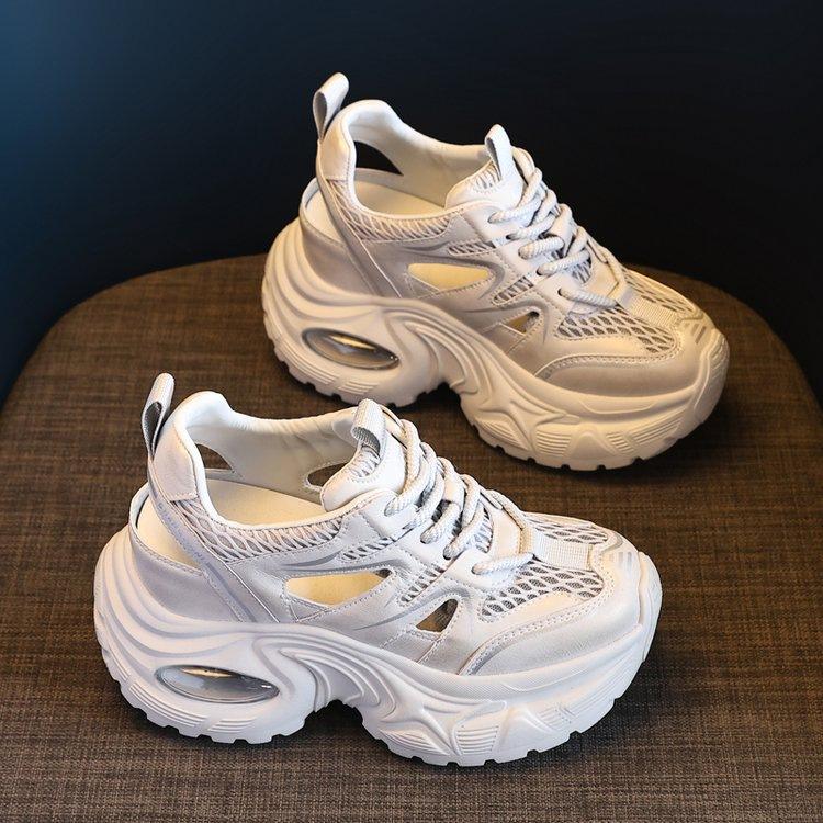 

Thick-soled heightened mesh breathable fashion dad shoes women s 2025 summer new hollow muffin sports and leisure sandals 40