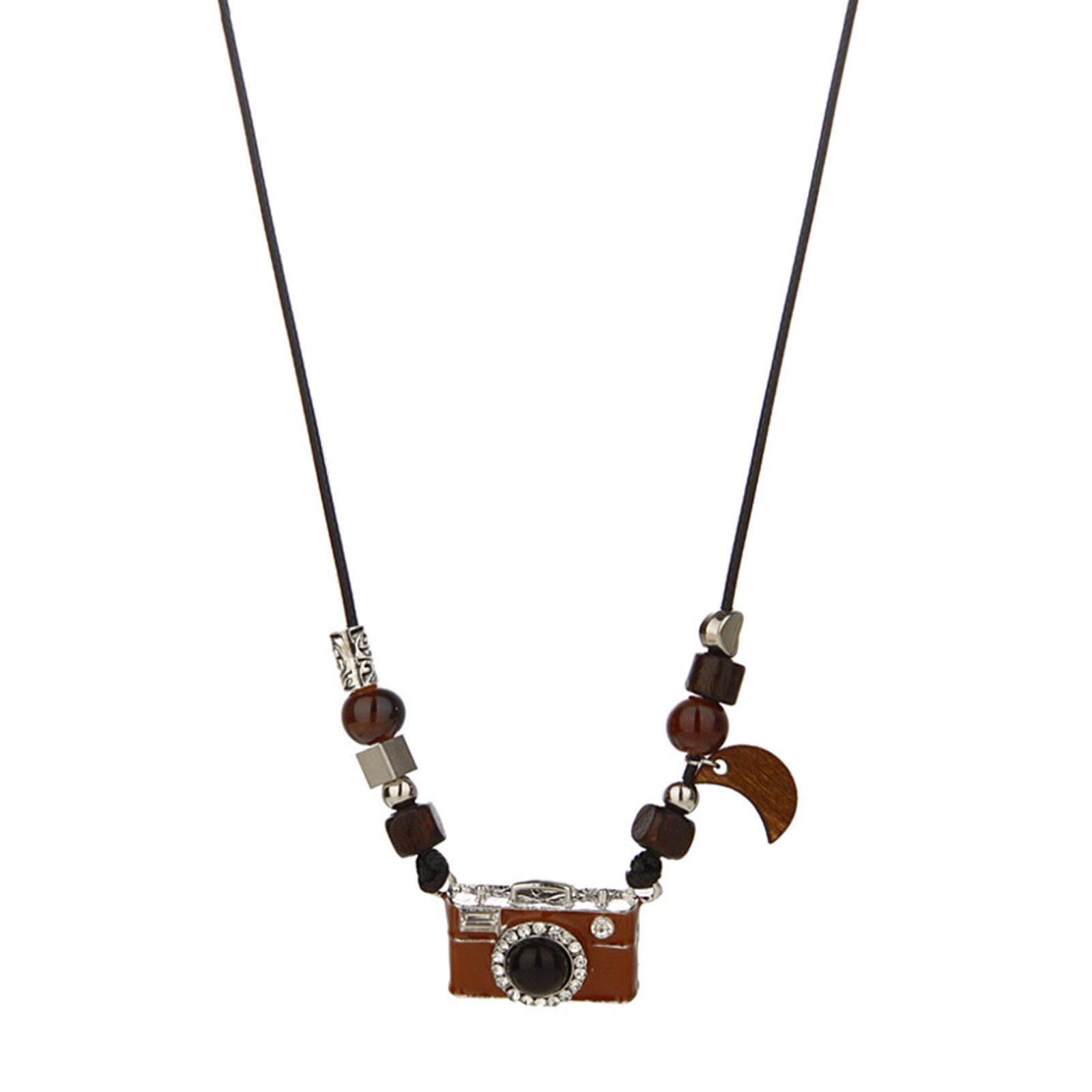 

Миниатюрное коричневое ожерелье с подвеской в виде камеры, регулируемая длина, колье-чокер, цепочка на шею для модных дам, любительниц фотографии, подарок 2