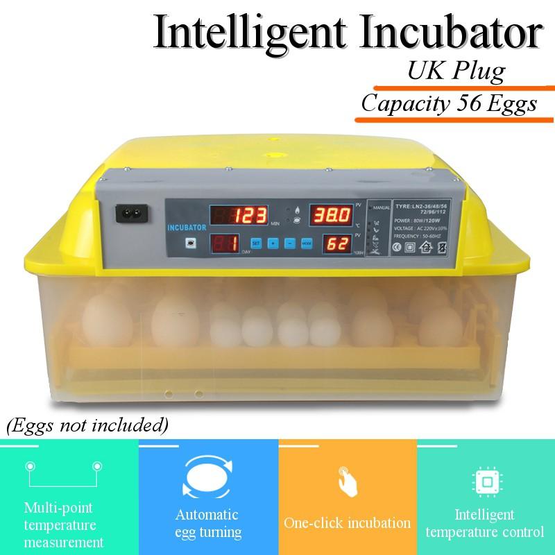 80W Digital Automatic 56 Eggs Turner Incubator Chicken Hatching Machine Temperature