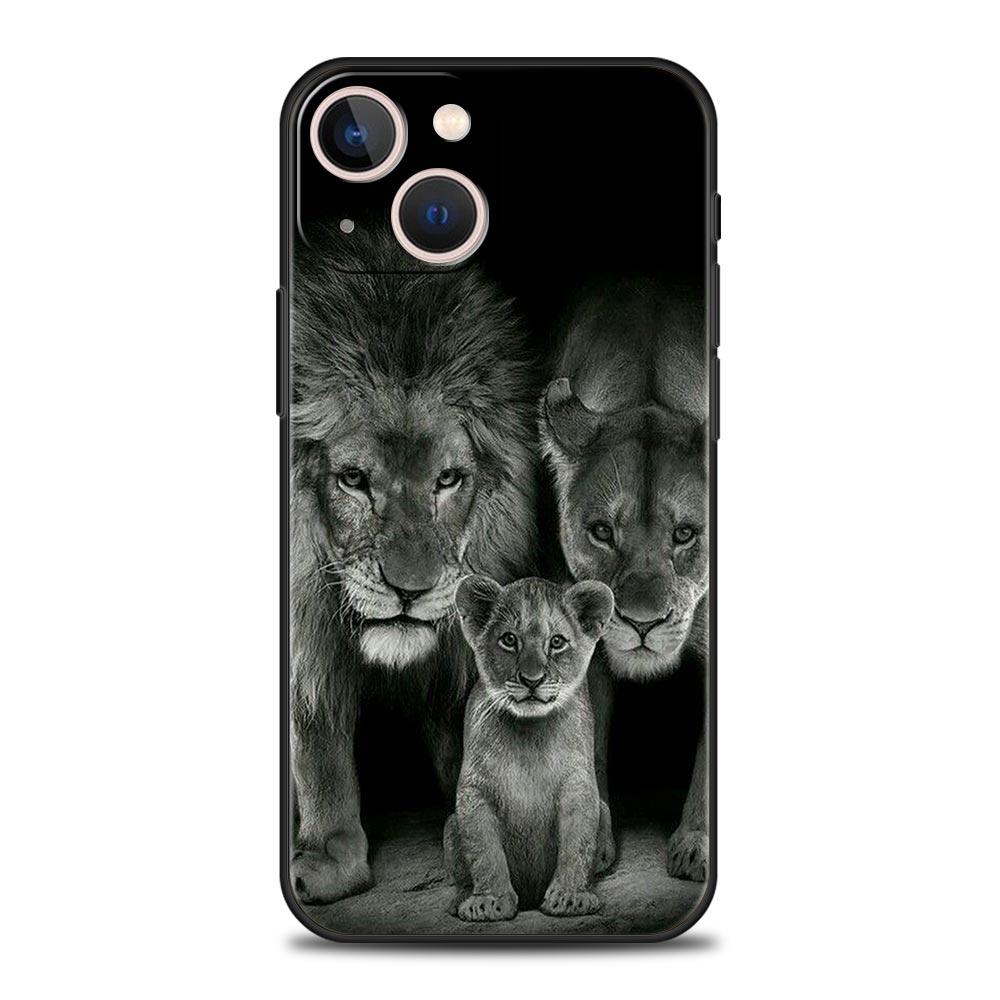 Lion Alpha Male Cub Phone Case For iPhone 17 16 15 Pro Max 11 12 13 14 7 8 Plus SE 2020 X XR XS Cover Soft Black