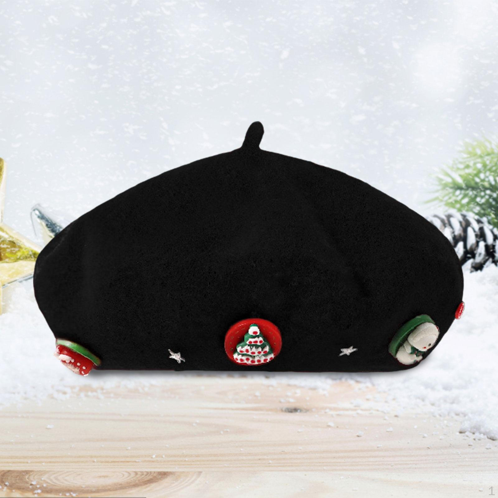 

Рождественская шапка-берет для женщин на праздник, год, день рождения чёрный