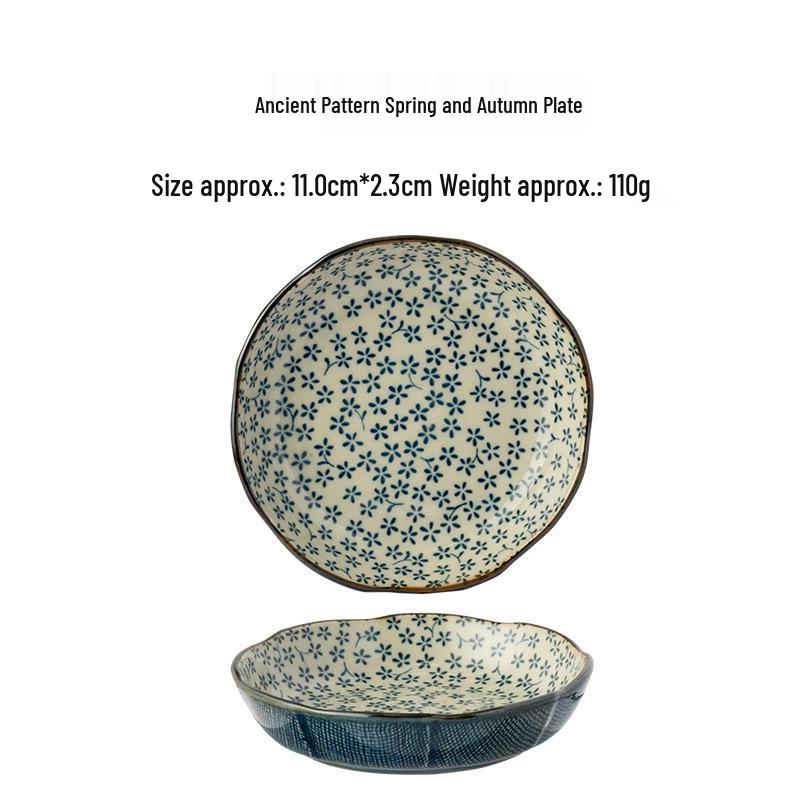 Mino Ware Japanese Octagonal Ceramic Plate - Old Dyeing 4.0 Rice and Dish Tableware