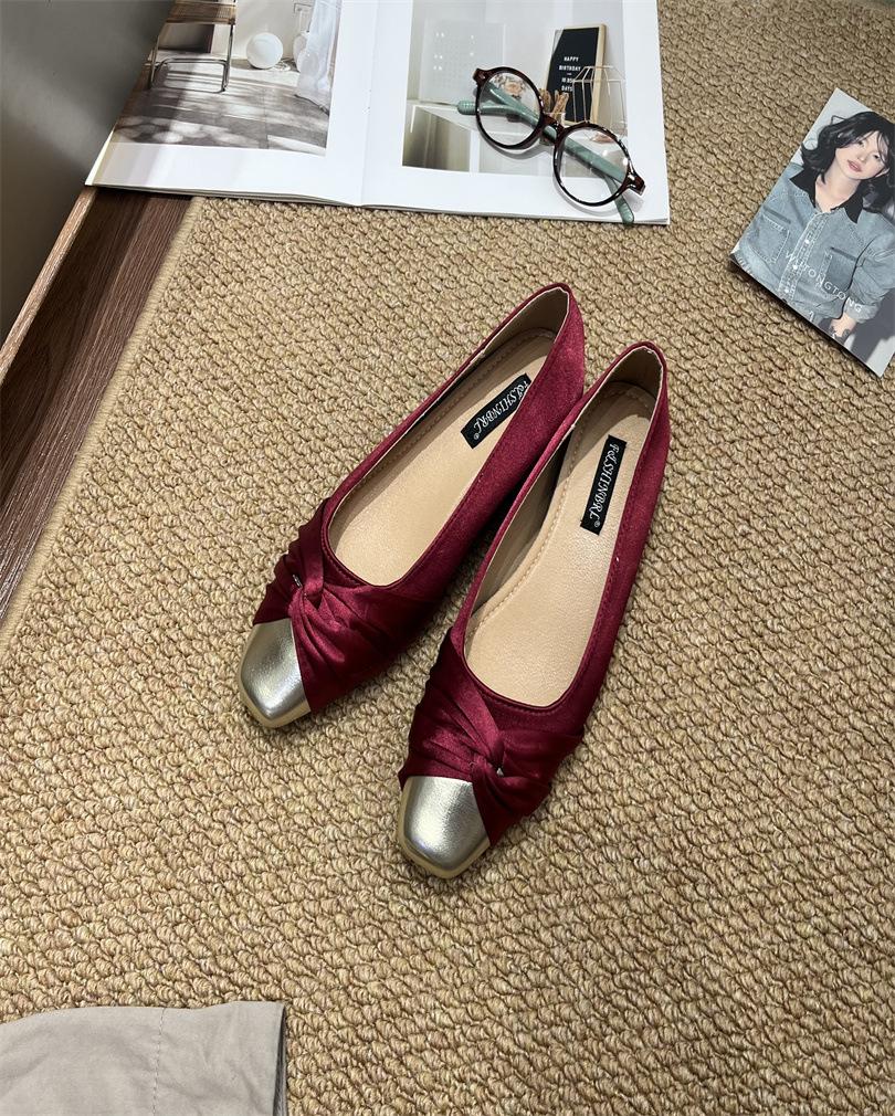 Gentle Fairy Style Single Shoes Spring 2025 French Temperament Elegant Satin Square Head Light Mouth Thick Heel High Heels Women