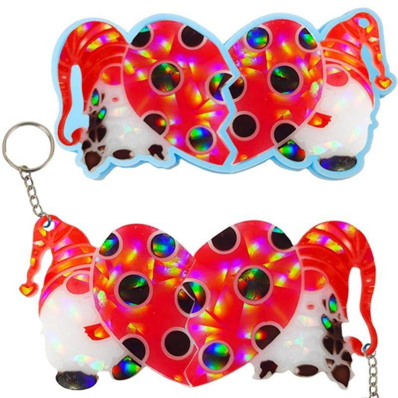 Holographic Resin Molds with Hole Christmas Gnome Pendant Silicone Mold for DIY Keychains Pendants Jewelry Resin Craft