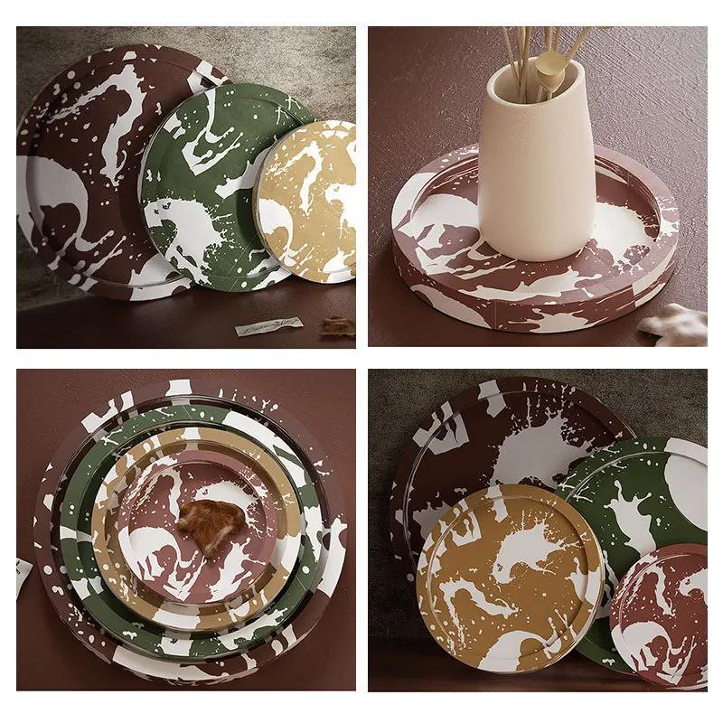 1pc Round Cement Tray Silicone Mold Handmade Round Storage Plate Molds Plaster Concrete Resin Coaster Casting Mould Home Decor