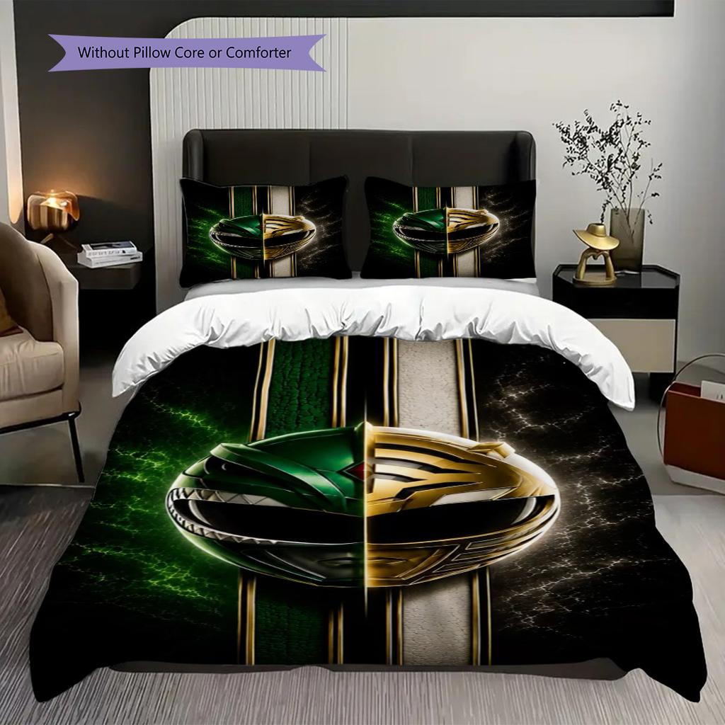 Green Ranger Helmet Power Protection Threepiece Set 1 Duvet Cover 2 Pillowcase Without Core Duvet Cover And Pillowcase Bedding Set