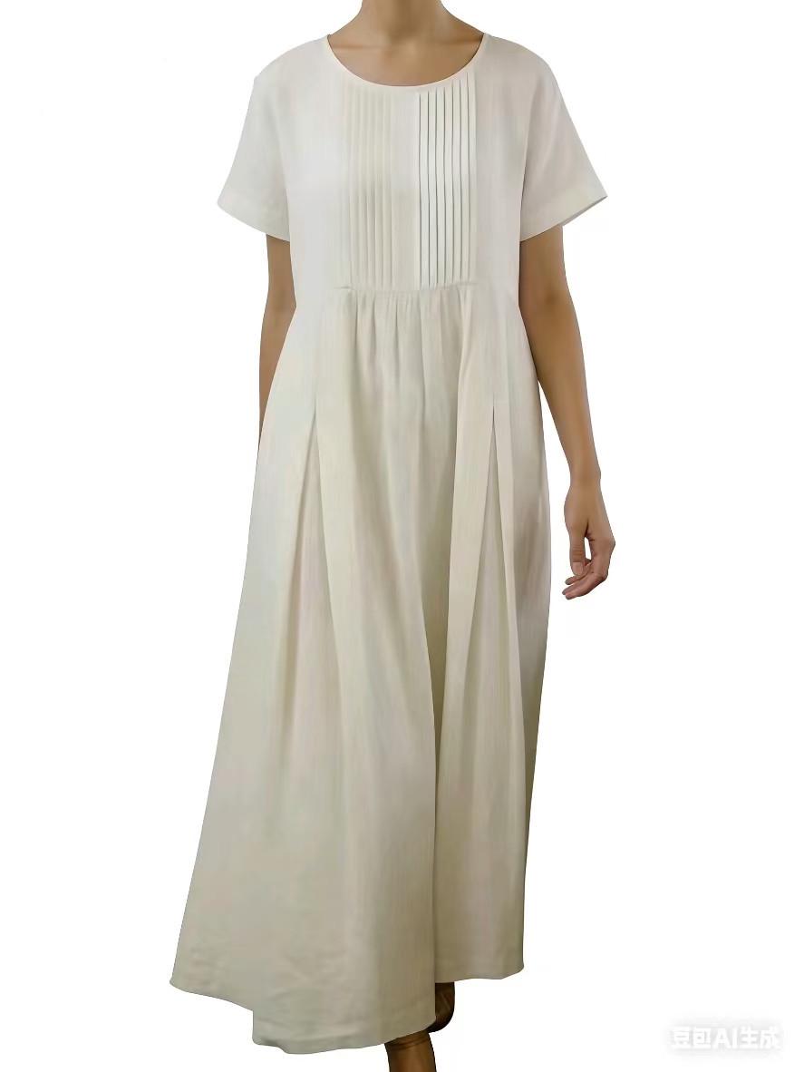 

Платье-миди в ретро-стиле, однотонное, с плиссировкой, для женщин XXL белый