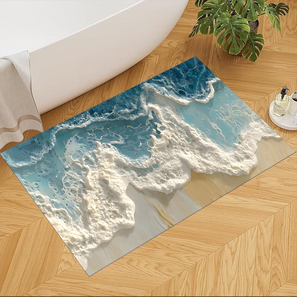 Ocean Waves Meeting Sand Non-Slip Home Carpet Design for Office Decor Living Room Gift
