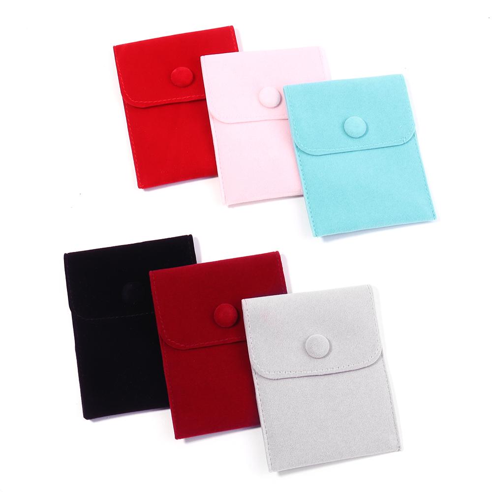 1pcs Jewellery Pouch Packaging Bag Soft Velvet Snap Button Gifts Packing Bag For Storing Rings Bracelets Necklace Accessories