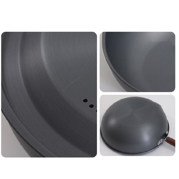 Light Weight Nonstick Frying Pan Wood Handle Wok Cookware Portable Camping Picnic Pot Aluminum Alloys Frying Pan