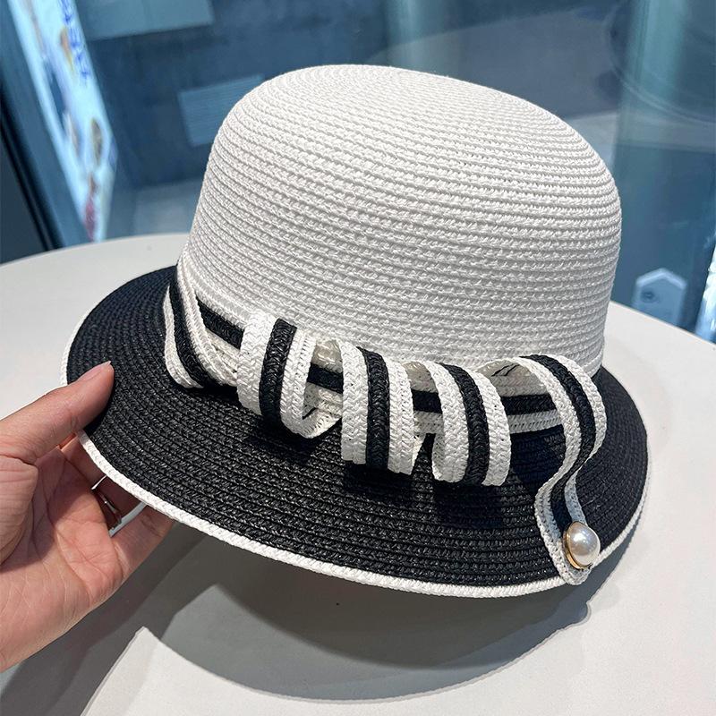 

JYL TS DIY Защита от УФ Соломенная Шляпа Широкие Поля Козырек Плетеная Солома White+blackbrim_56-58cm(adjustablewithin) румяный коричневого