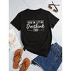 Plus Size Letter Print Short Sleeve Pullover T-shirt Women's Plus Slight Stretch Round Neck Casual Tee Casual Aesthetic Clothes