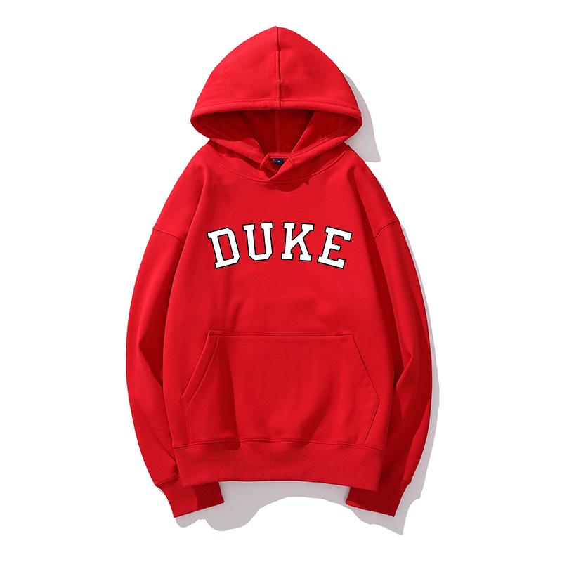 Duke Tištěná Mikina s Kapucí Dlouhý Rukáv Jednoduchá Jednobarevná Mikina Podzim Dámská Street Mikina Módní Unisex Oblečení Osobnost Unisex Topy