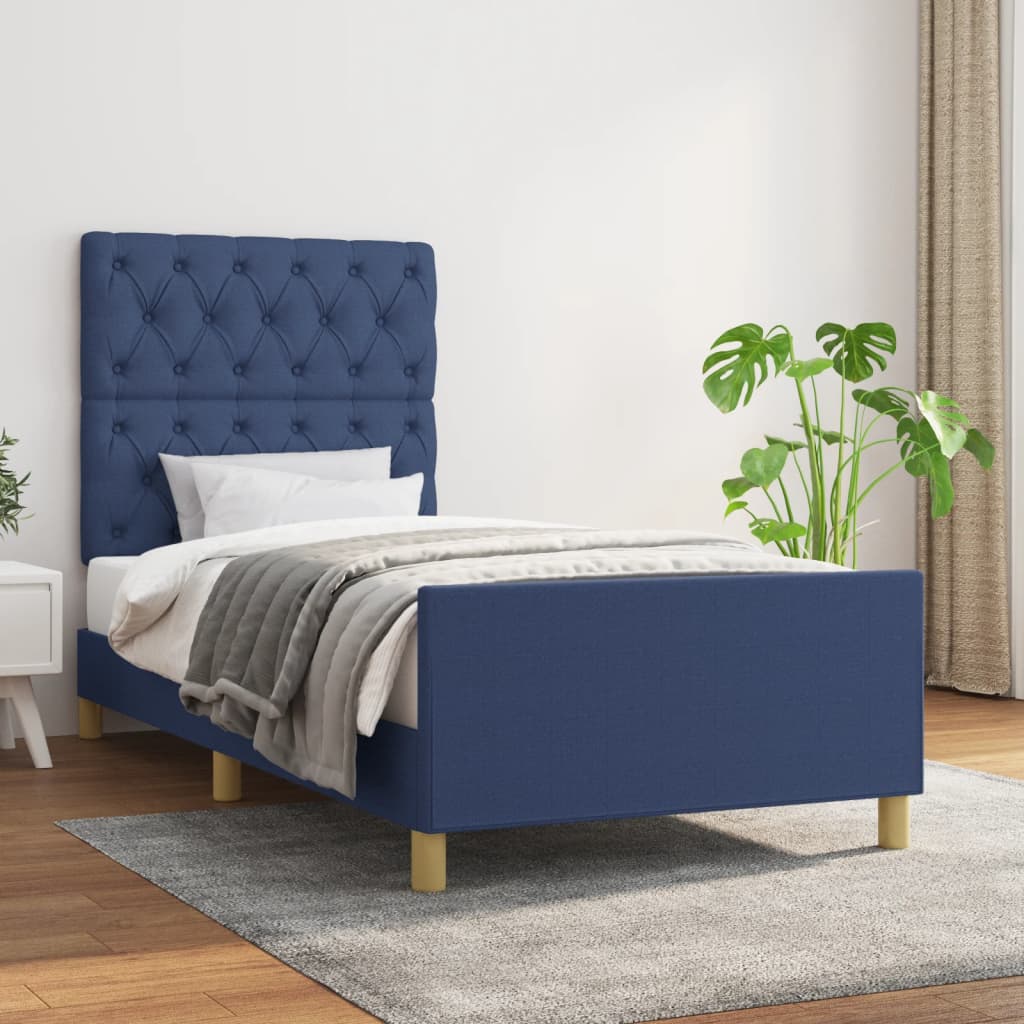 Bed Frame without Mattress Blue 80x200 cm Fabric