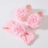 Pudcoco Baby Girl Flower Socks Soft Knitted Socks with Elastic Flower Headband for Wedding Party 0-1T