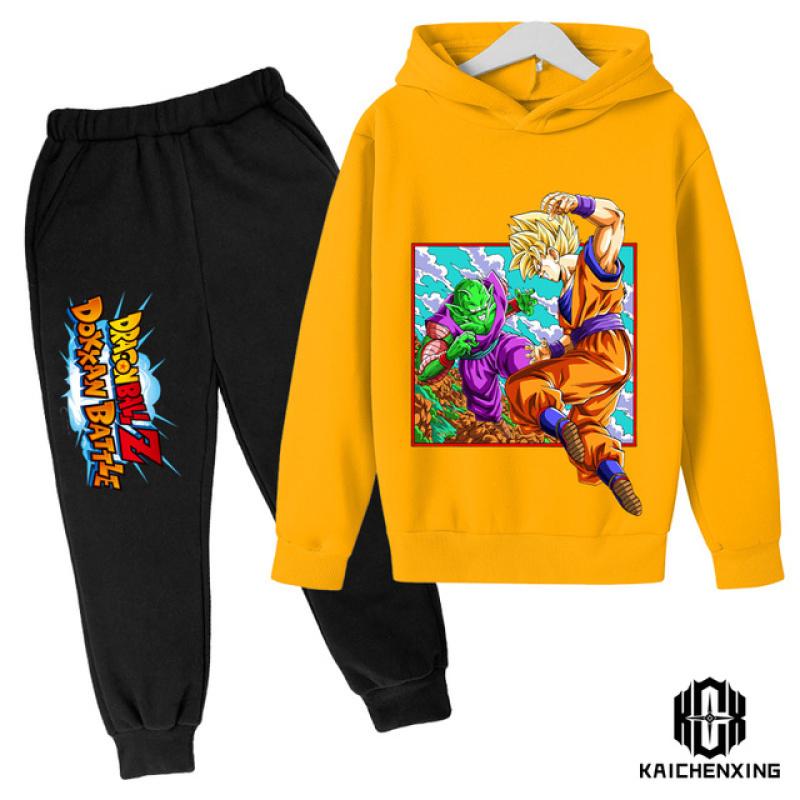 Dragon Ball Kinder Kapuzenpullover MantelHerbst Mädchen Langarm Warm Jungenanzug 4 bis 14 Jahre alt Jacke Jungenkleidung Pullover Top Hosen
