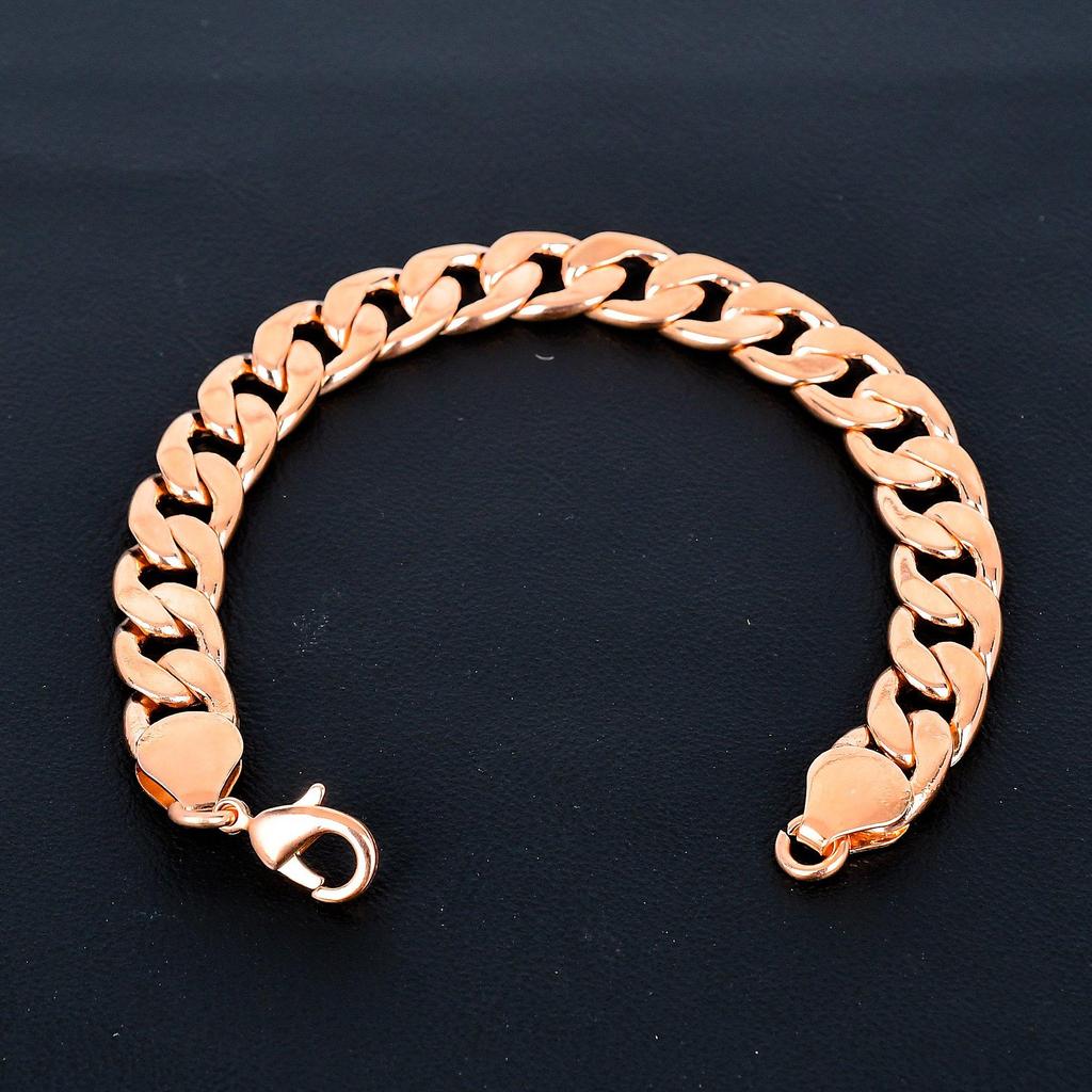 Pure 100% Copper Curb Bracelet | Solid Copper Jewelry | Curb Link Chain Bracelet | Copper Bracelet Jewelry for Her/him - 46 Grams, 9" Inches
